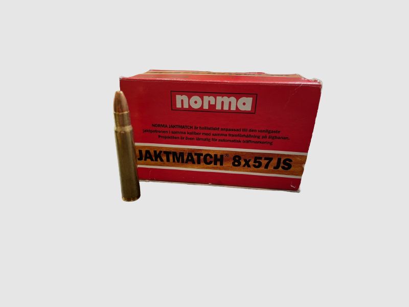 NORMA JAKTMATCH CARTUCHOS DE RIFLE - 8x57 IS / JS - 8,0 G / 123 GRS. - 50 CARTUCHOS