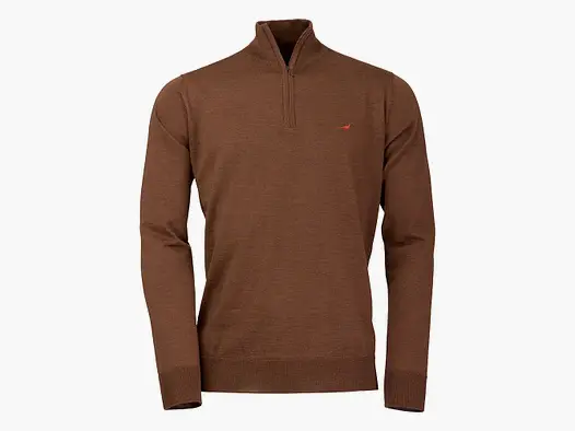 Laksen Norfolk, maglione da uomo in lana merino con zip, rum
