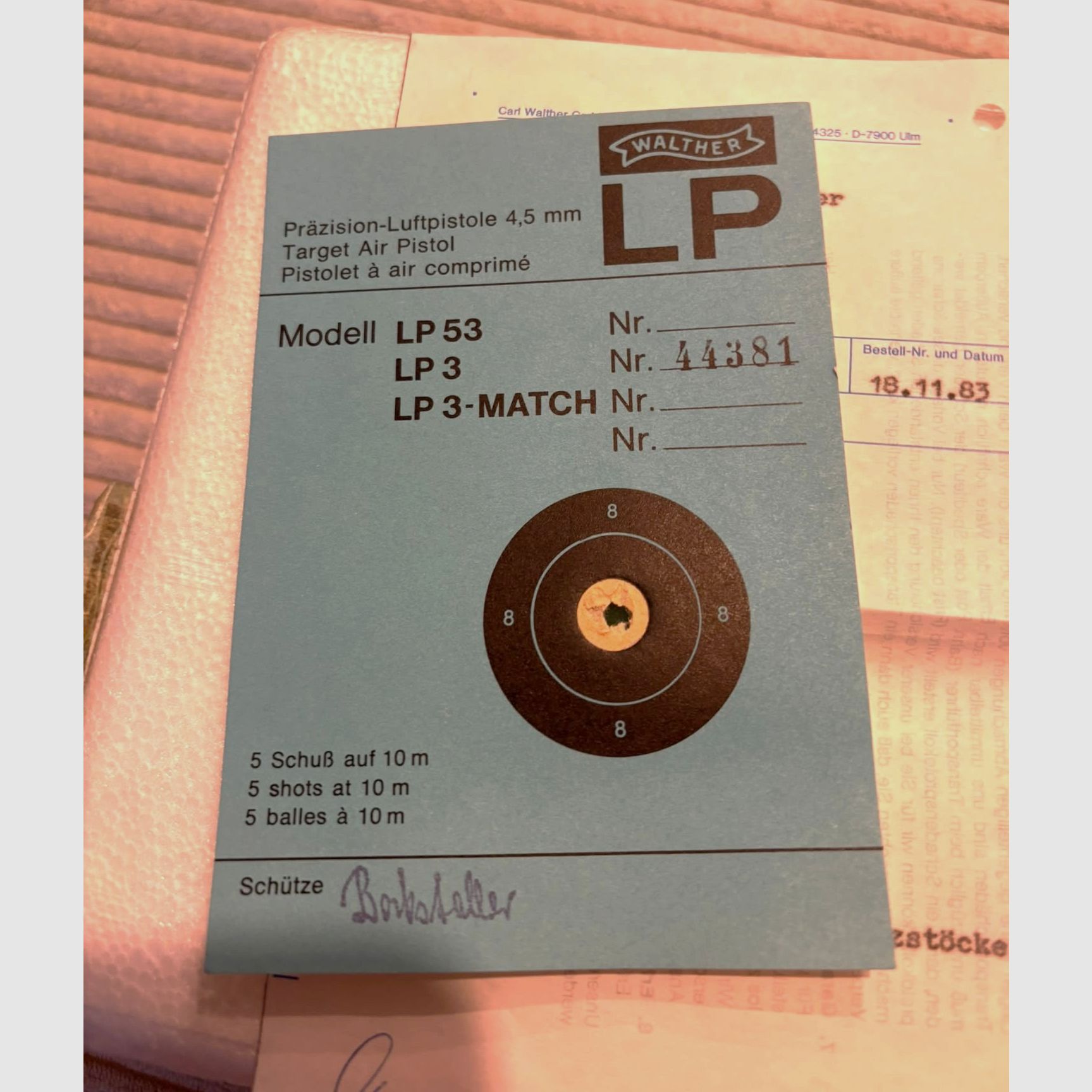 Walther LP3 aus 1983 nie geschossen !! Schaut aus wie aus dem Laden ECHTES Sammlerstück