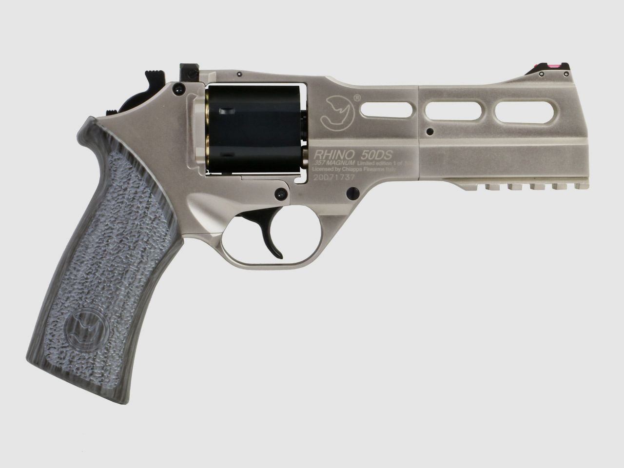 CO2 Revolver Chiappa Rhino 50DS Limited Edition White/Black Vollmetall nickel Kaliber 4,5 mm BB (P18)