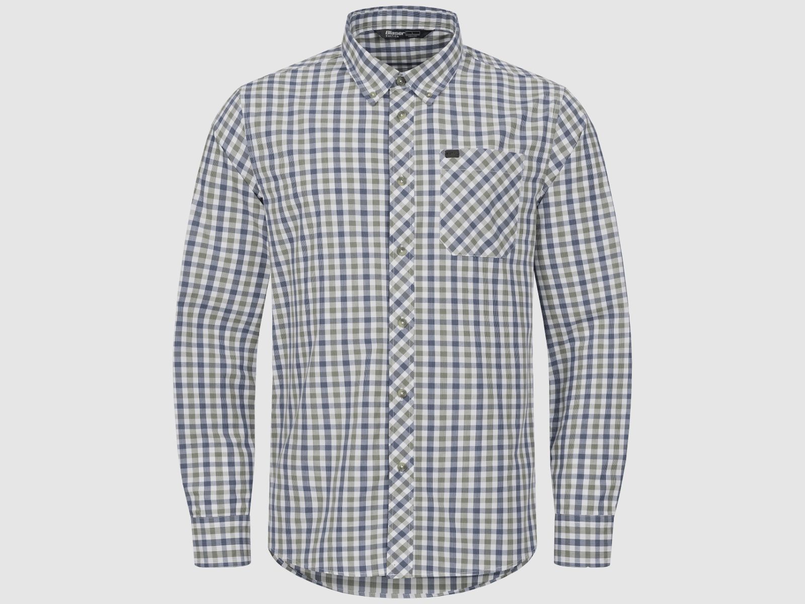 Blaser Herren Hemd Juno oliv/blau kariert