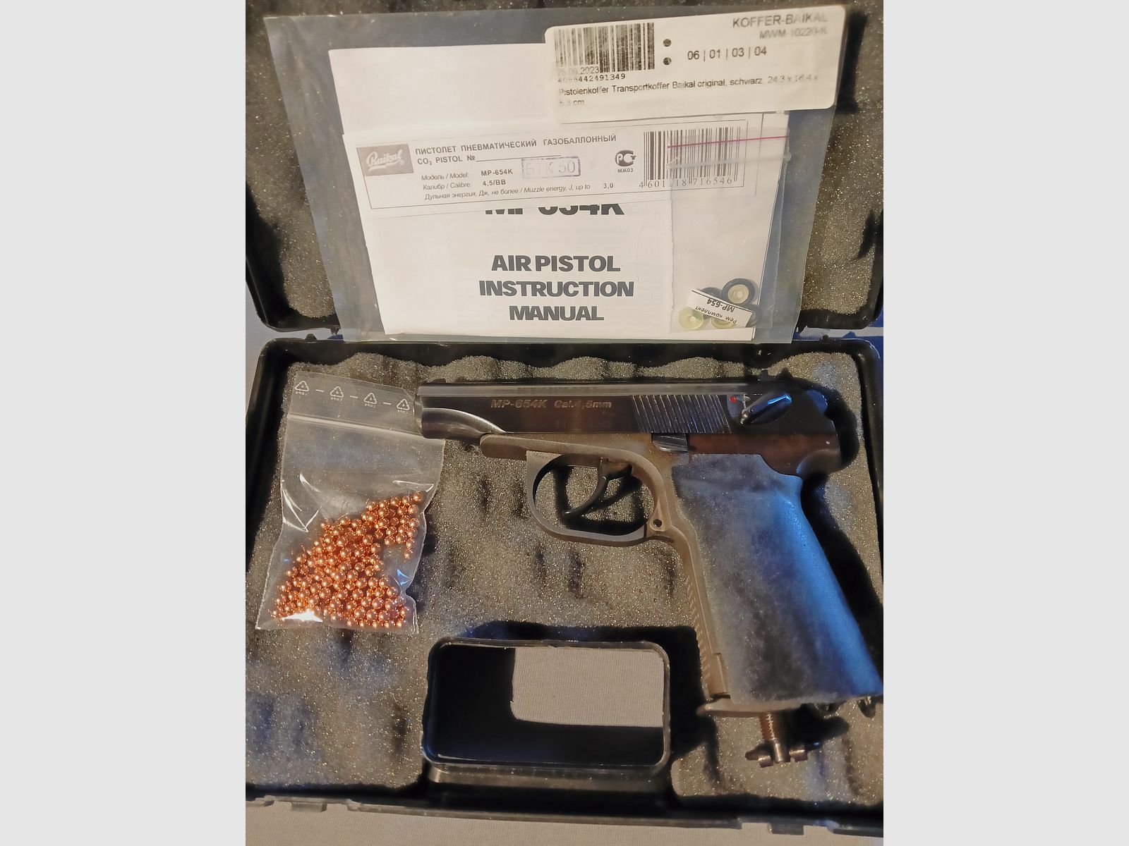 Baikal MP 654 K Makarov, T11, CO2 4,5 mm BB, funziona perfettamente in buone condizioni TOP