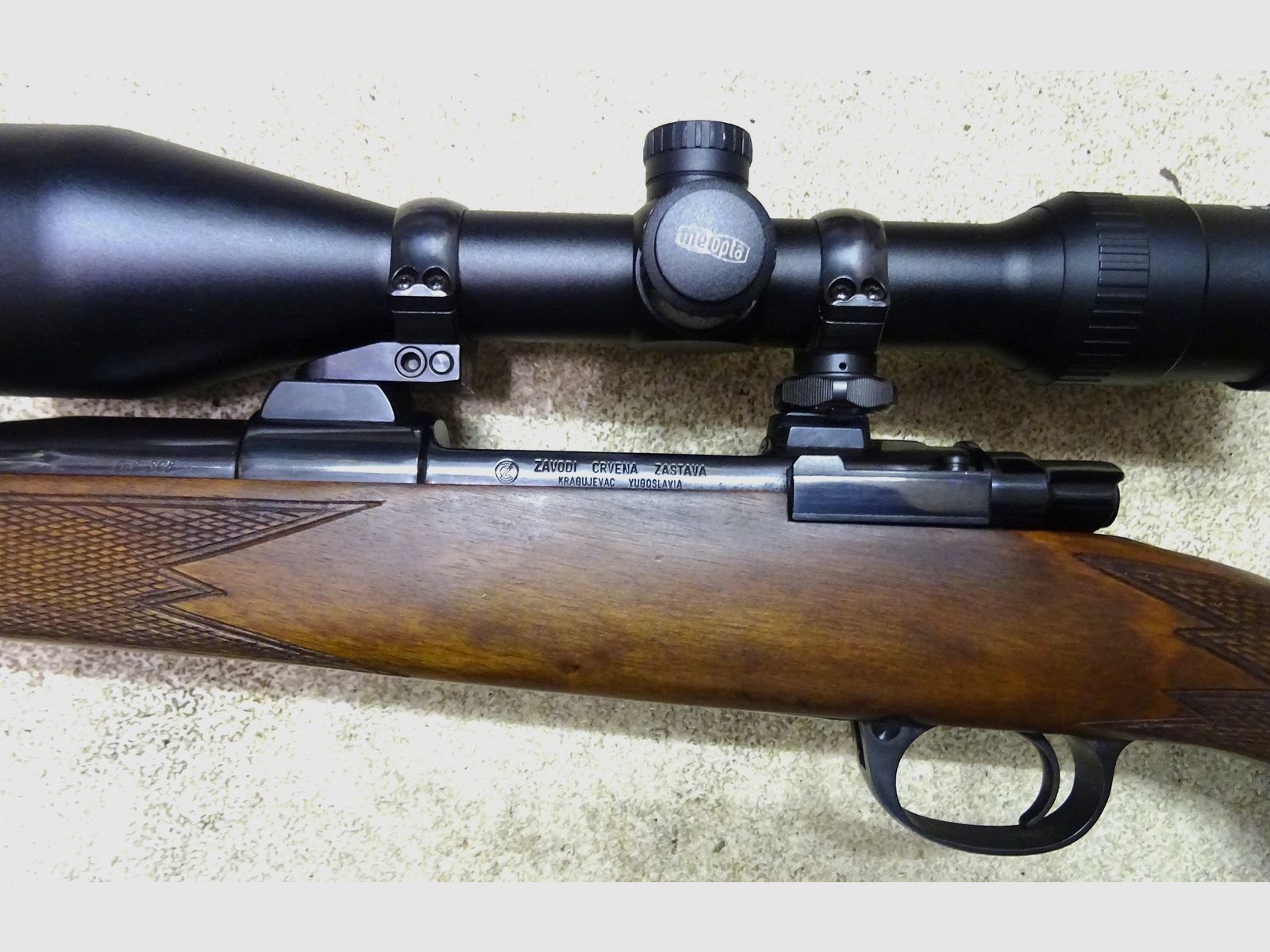Zastava 98er Repetierbüchse, Kal. .308 Win., Schwenkmontage, ZF Meopta, interessante Details!