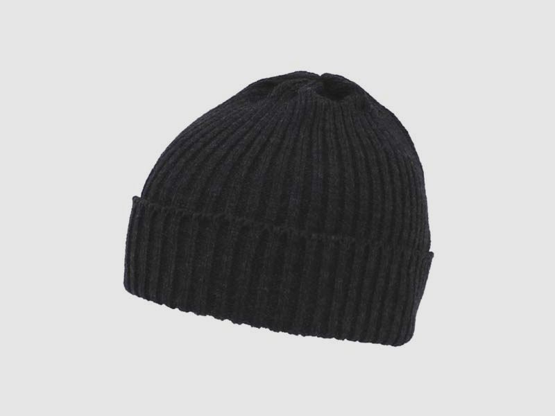 Beanie, acrylic, anthracite, finely knitted, short
