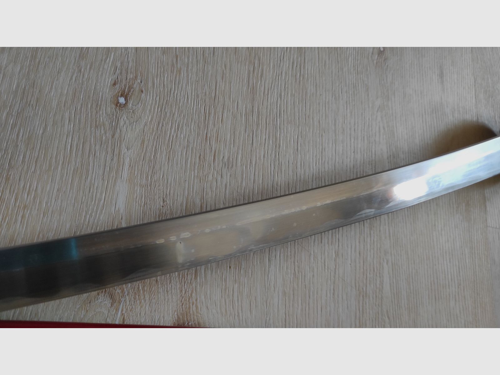 Katana, Samuraischwert rot mit Stoffbeutel geschliffene Klinge