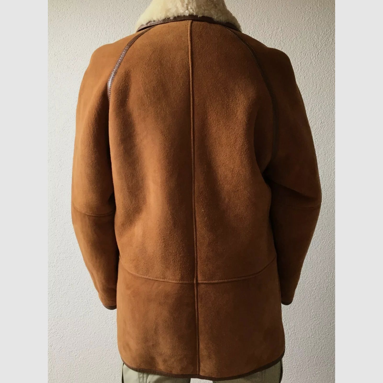 MABRUN oryginalna kurtka męska z owczej wełny (3/4), brązowa, rozmiar 50
