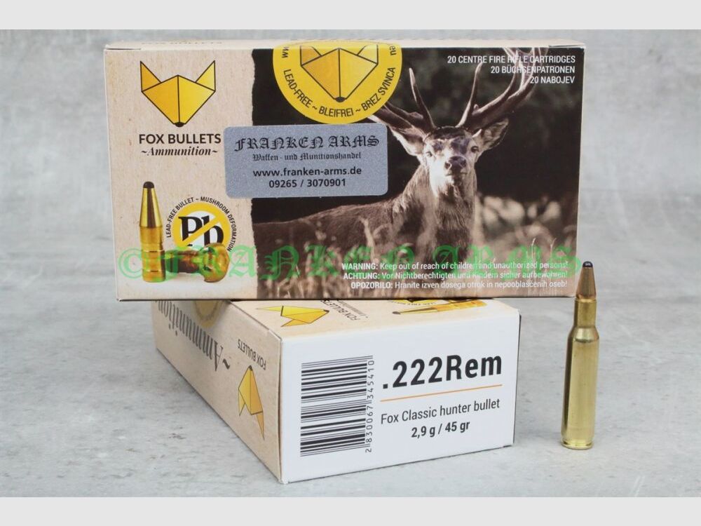 FOX Bullets Classic Hunter .222 Rem. 45gr. 2.9g 20 pieces tiered prices