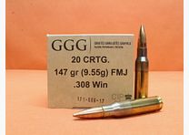 GGG - Giraites Ginkluotes Gamykla Cartridge .308Win GGG 147grs FMJ (GPX11) 30xVE 20 = 600 cartridges/ 9.55g full metal jacket