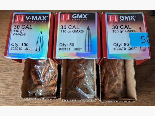 Konvolut Hornady .308  Geschosse  GMX V-MAX 110gr 165 gr