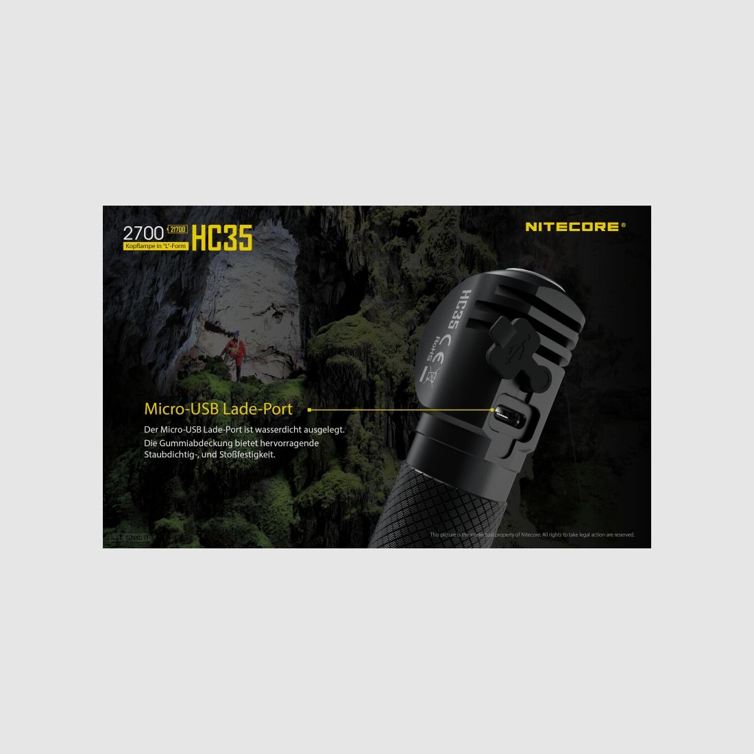 Latarka czołowa Nitecore HC35 w zestawie z NL2140HP