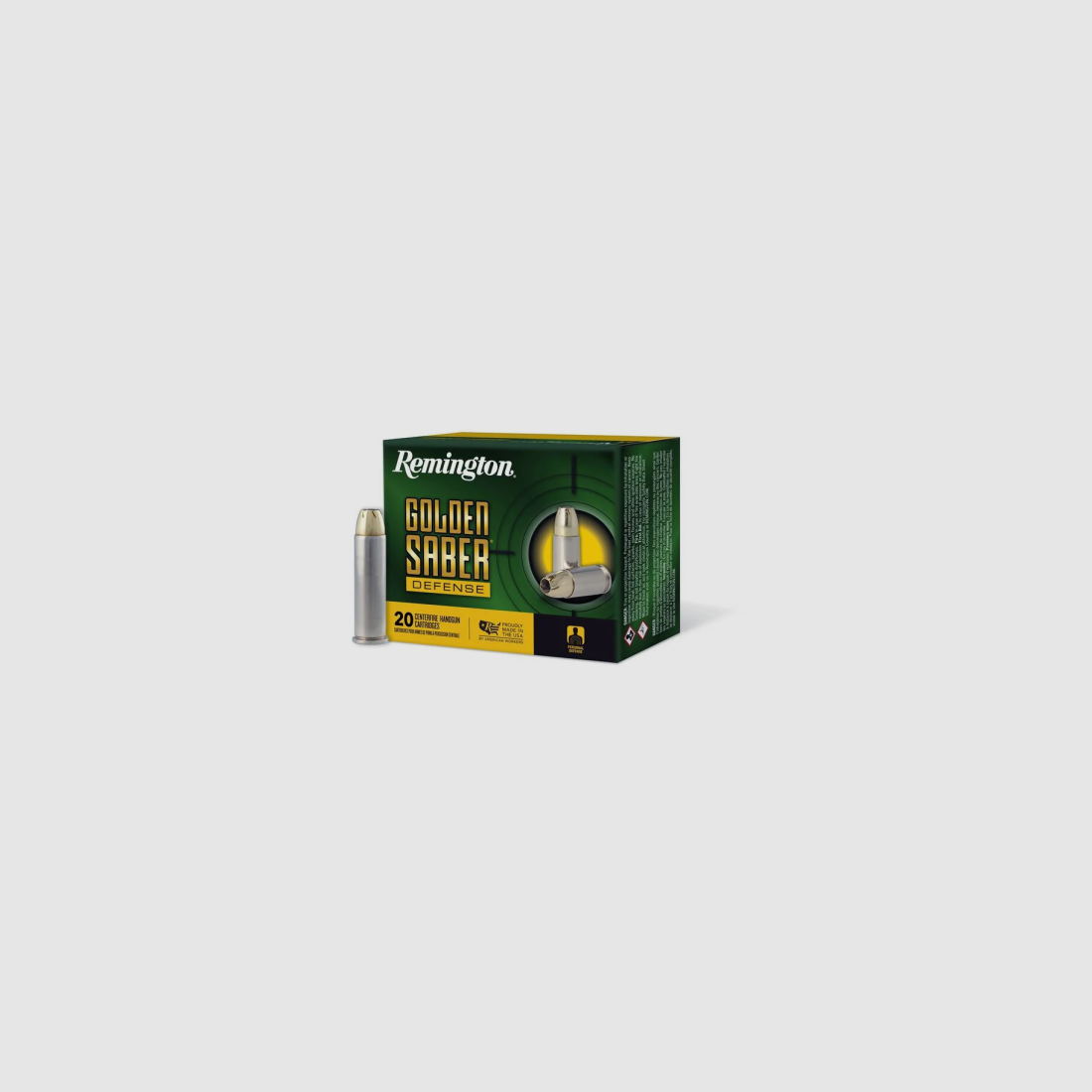 Remington Munizioni per Pistola .357 Mag. 8,10g Giacca in Ottone Hollow Point Golden Saber Defense