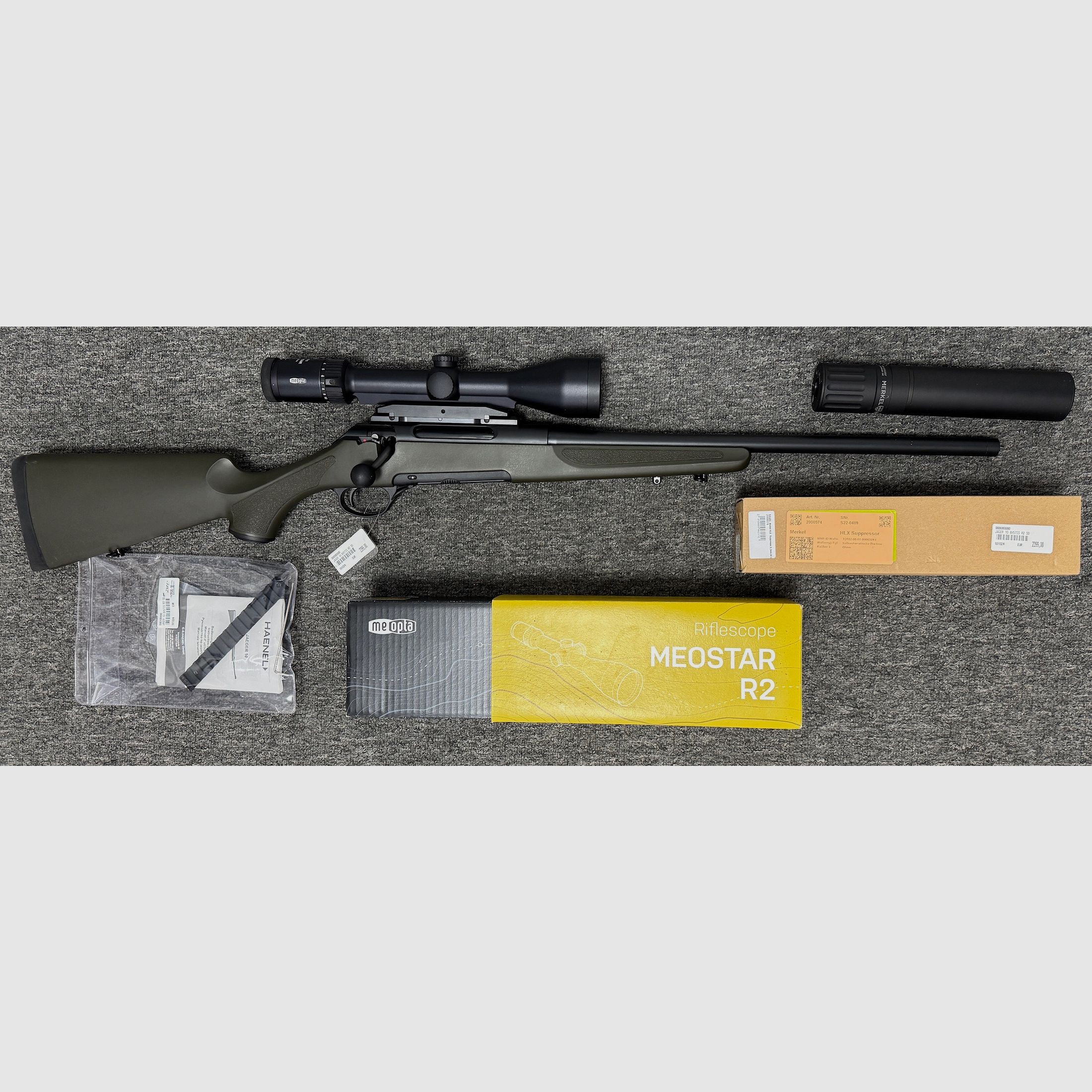 Haenel Jaeger 10  8x57IS + Meostar R2 2,5-15x56 & HLX geluiddemper, afbeelding 1 van 5