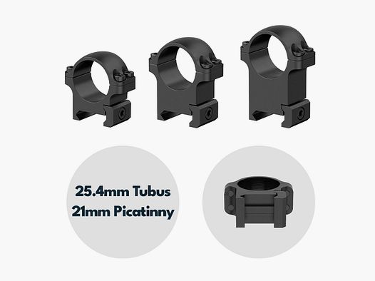Vector Optics XASR-S01 X-Accu Steel Mount for 25.4mm Tube and 21mm Picatinny/Weaver in Various Heights – 1.0" (25.4mm)