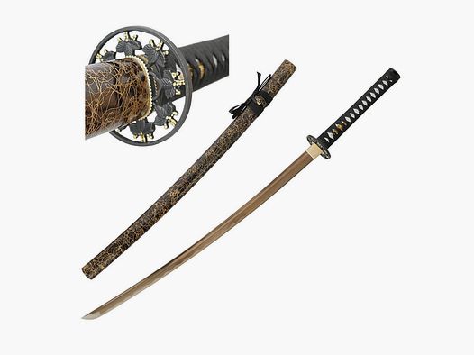 Złoty samurajski katana z złotą klingą