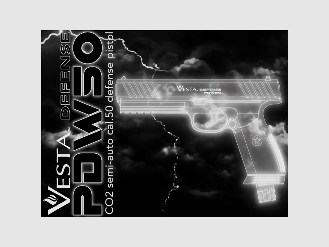 PACK Verdediging Pistool PDW50 Kaliber 50 + 50 ballen + 5 CO2 patronen, afbeelding 5 van 8