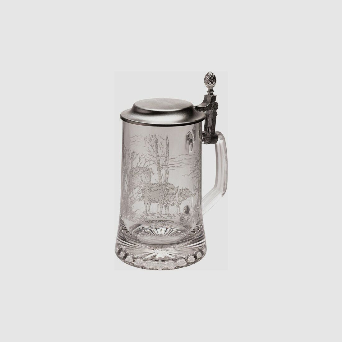 Lovergreen Accessoires Motiv Wildschwein Bierkrug mit Zinn-Deckel