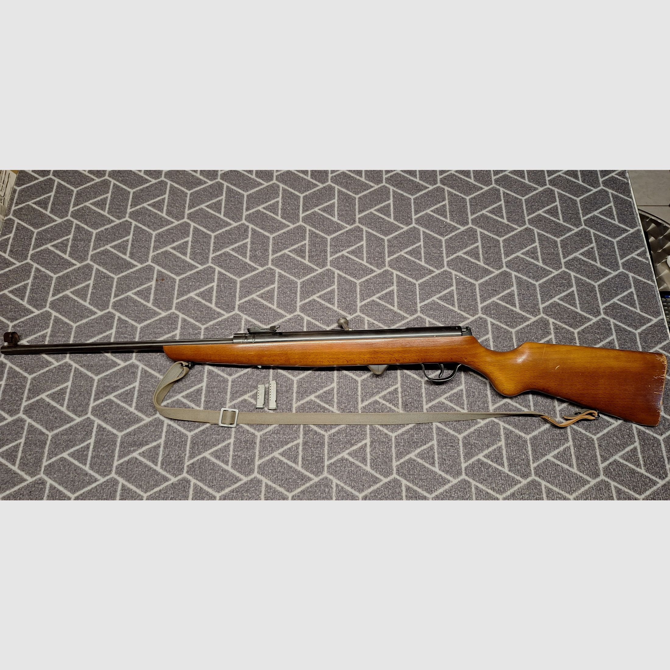 ¡Haenel Suhl 310 DDR-GST carabina de aire comprimido con 2 cargadores!