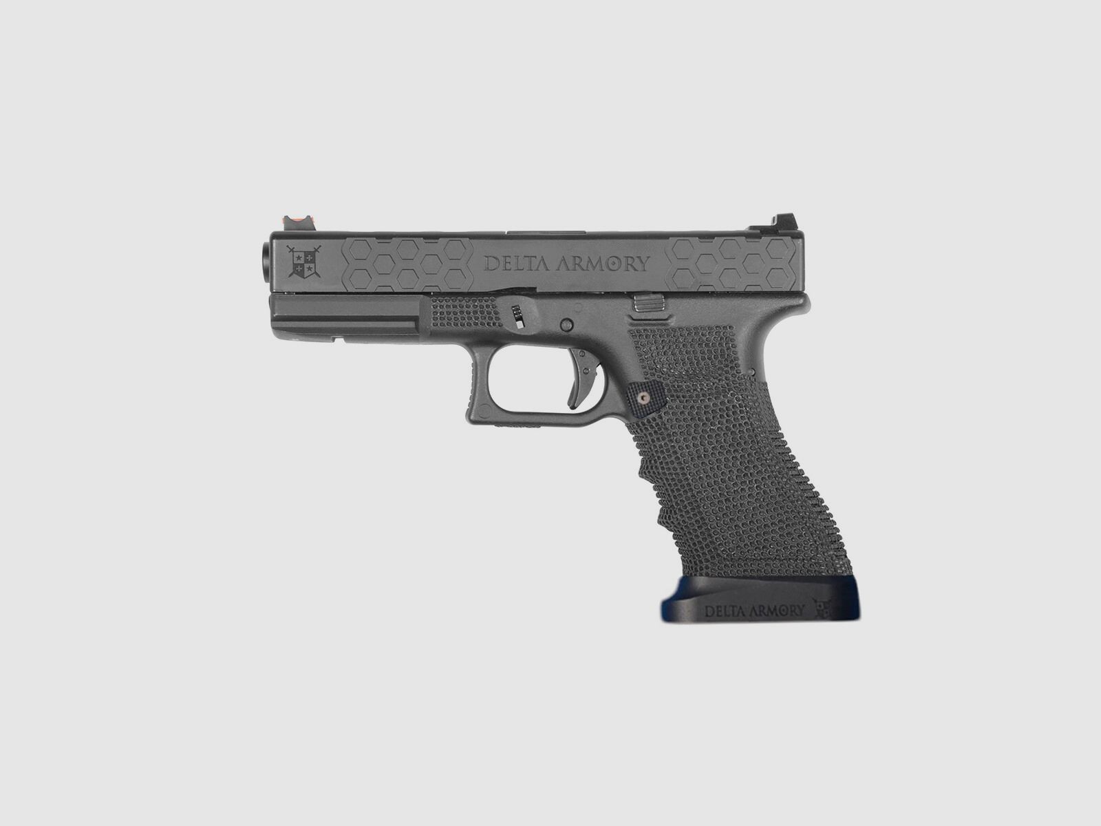 P03 GBB Airsoft Pistol with Grip Stippling in Black | Delta Armory