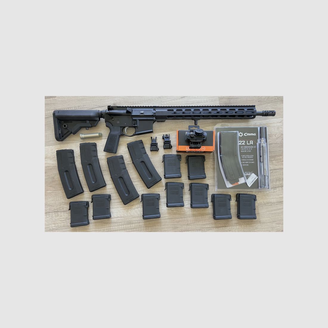 AR-15 DPMS Lite 16M .223rem Tuning, viel Zubehör, inclusive .22lr Wechselsystem