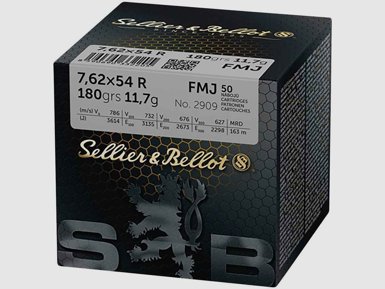 Sellier & Bellot 7,62x54R, Balas de Plomo 180 gr - 50 uds.