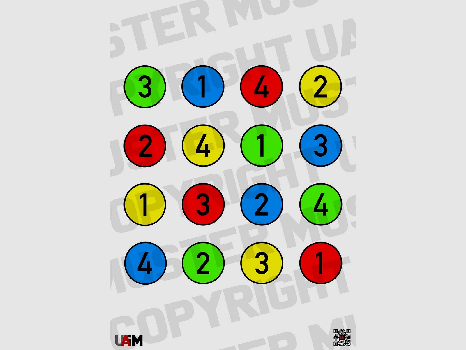 Number Color Dot Target DIN A1 - Target for precise drills and concentration...
