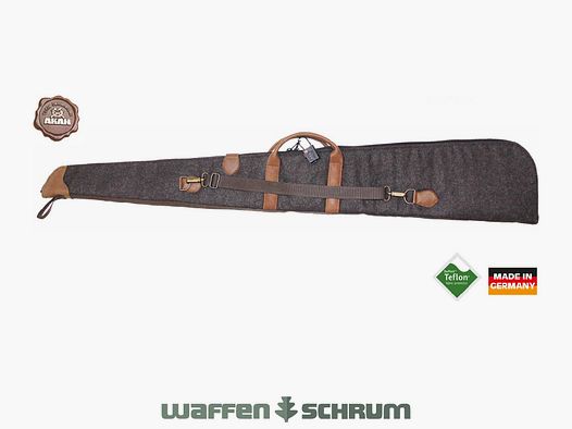 AKAH Flintenfutteral Loden/Leder 128cm - Braun Mit TSA-Zahlenschloss