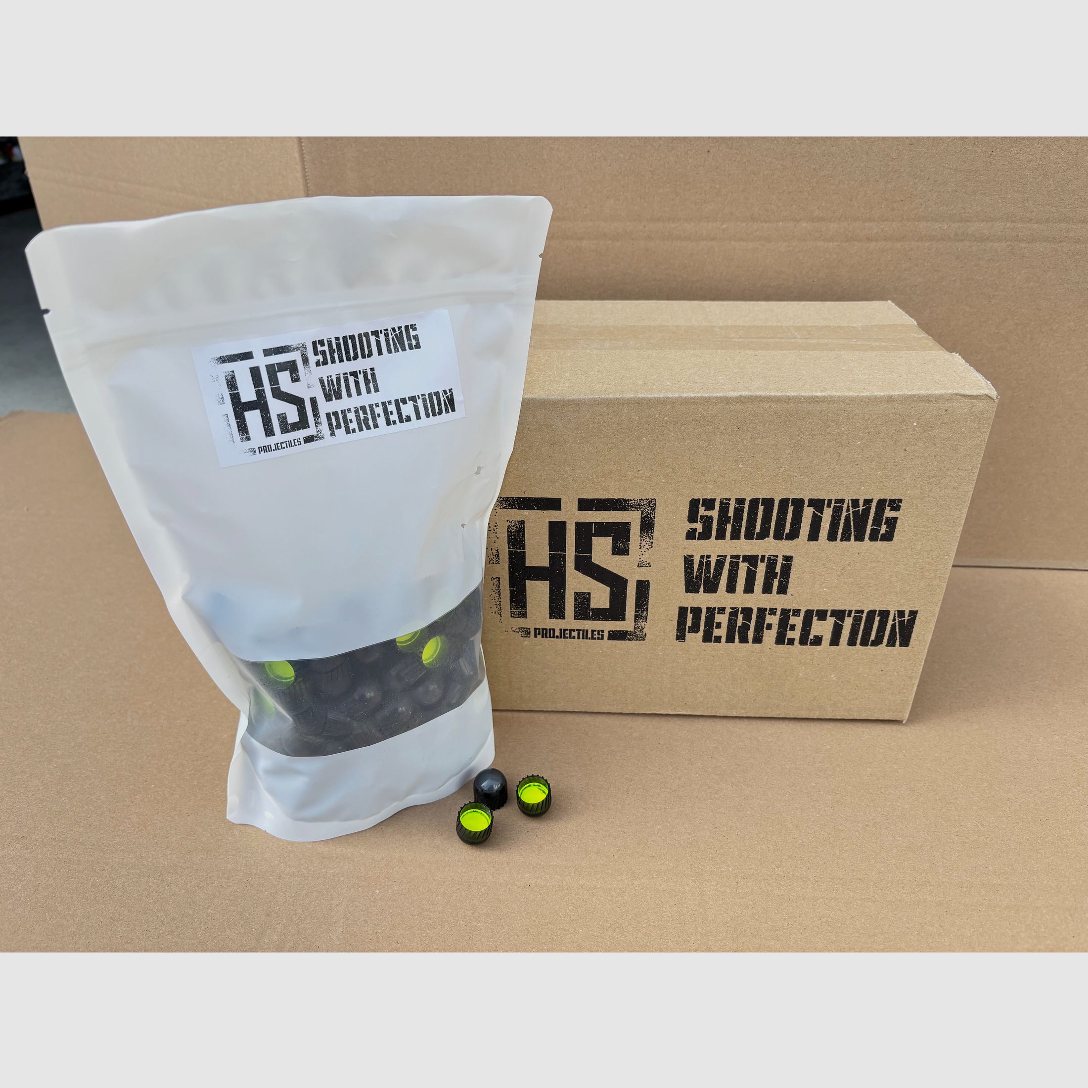 HS Projectiles V4 .68 Paintball Projektile 200 Stk MagFed Schwarz Gelb