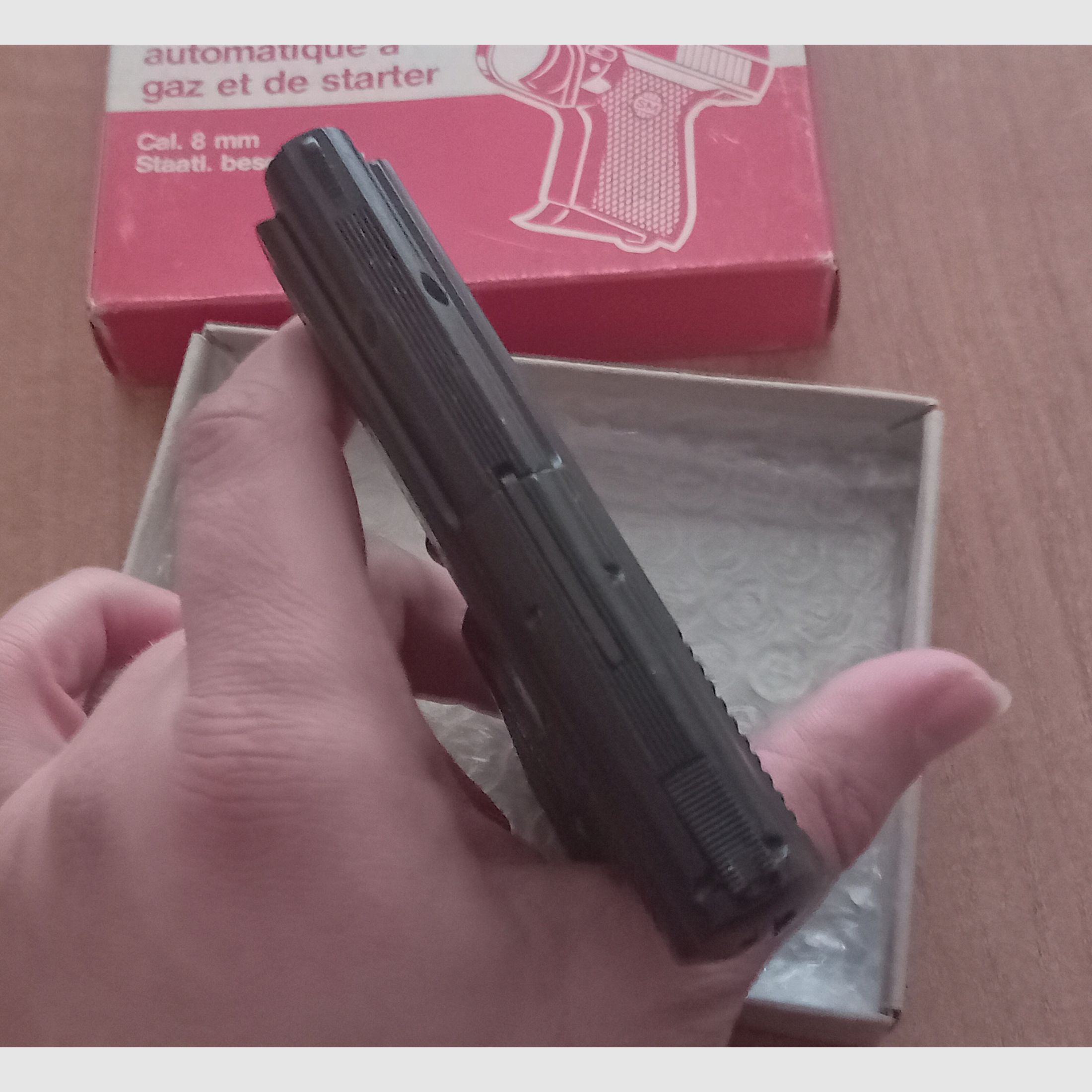 Pistolet de départ rare Rhöner SM 151A en PTB 474/ Cal. 8 mm blanc