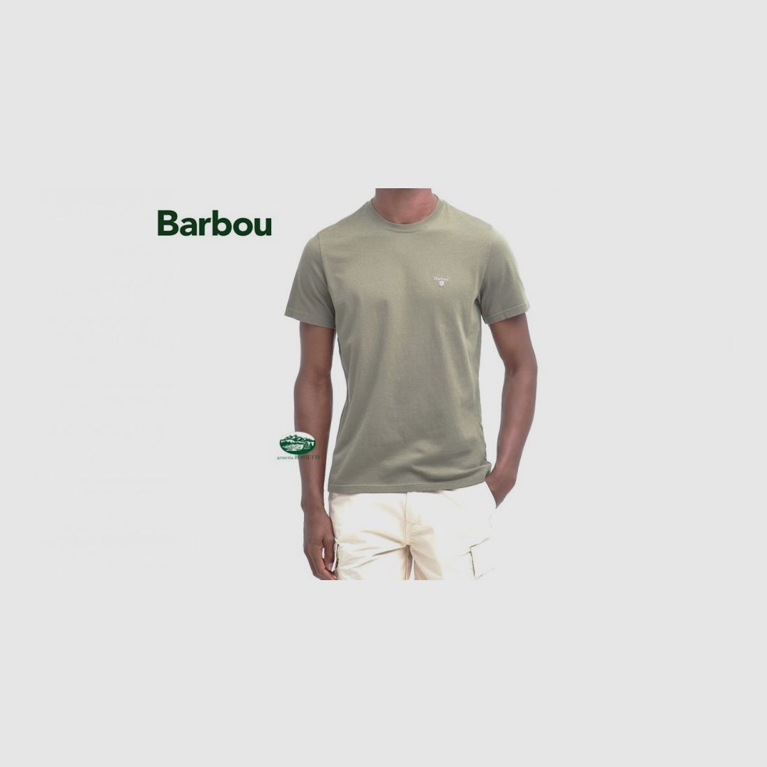 BARBOUR T-Shirt Vintage Rundhals Farbe Salbei