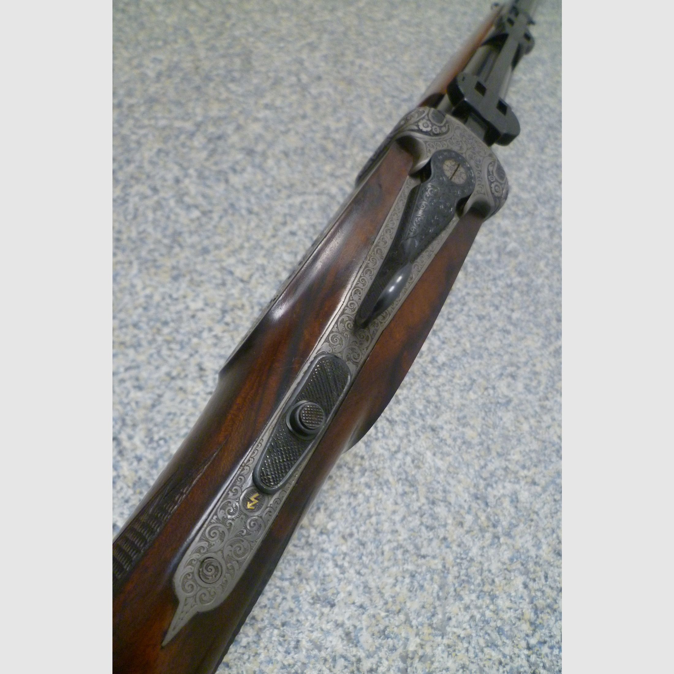 Seitenschloss - Bockdrilling Ludwig Borovnik Ferlach 16/70 & 7x65R & .22 Hornet