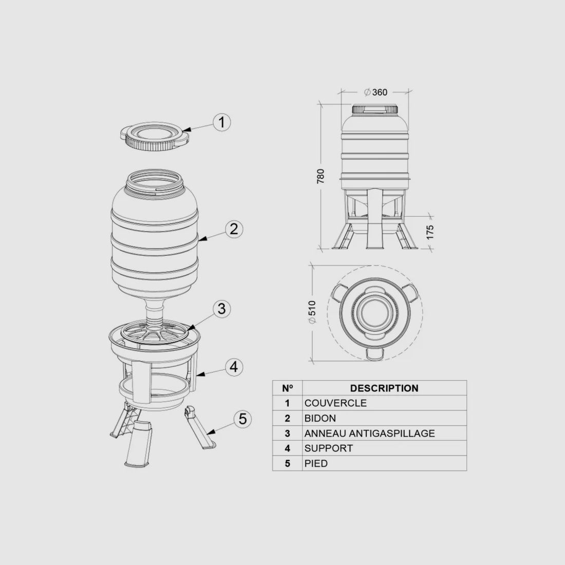 Abbeveratoio 40 L + mangiatoia 30 kg Gaun su piedi, immagine 8 di 10