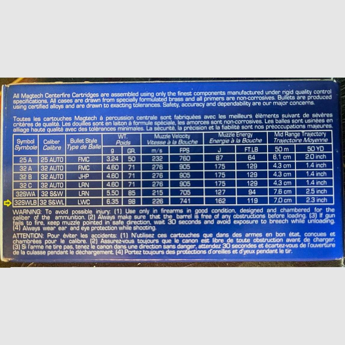 Magtech .32 S&W long 98 grs.