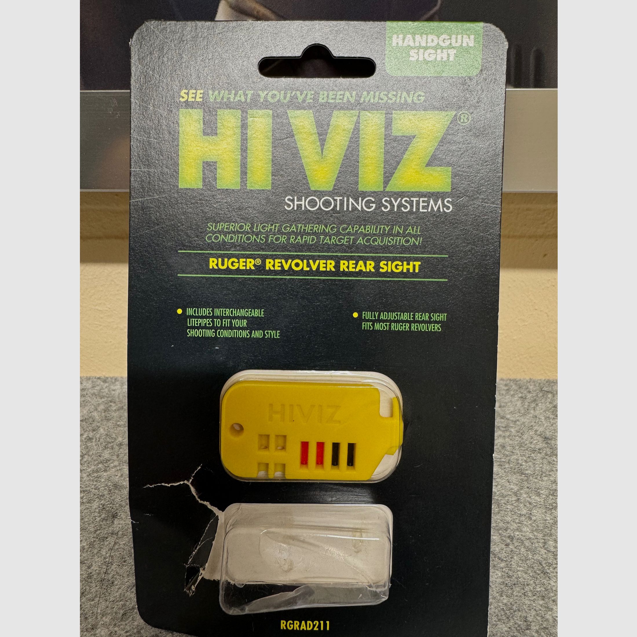 HIVIZ Fiber Kimme für Ruger GP100, Redhawk etc.