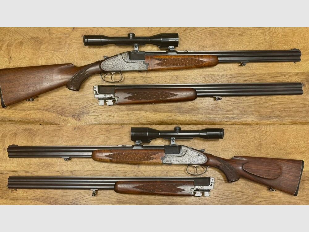 Brünner 572.5 Side Lock Over and Under Combination Gun with Interchangeable Barrel