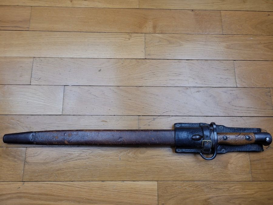 Sehr seltene britische Bajonett 1907 mit Quillon – Scheide 2. Typ – Rifle Brigade – Tragehülse – TBE, Bild 15 von 16