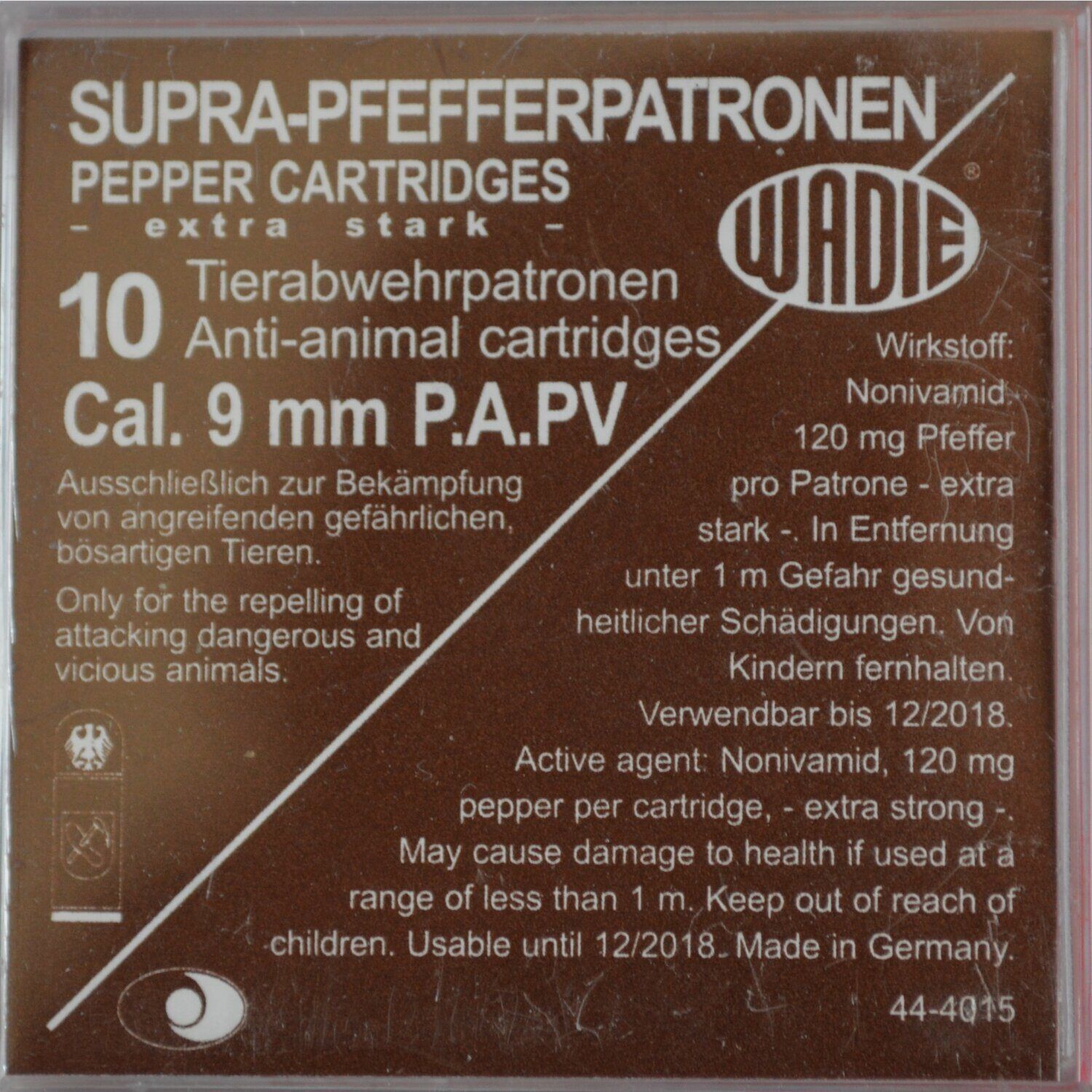 Cartouches 9 mm Pa Pv Supra Pepper A Gaz X10, image 2 sur 2