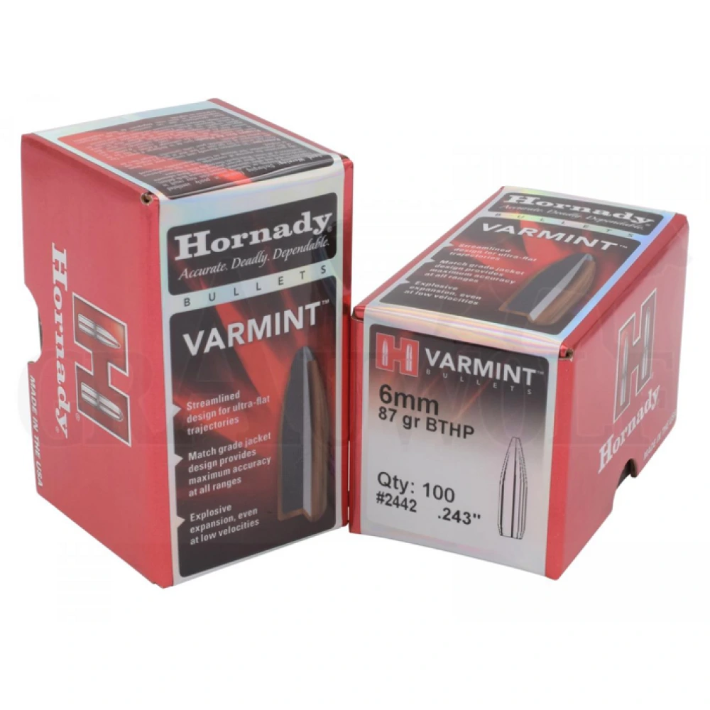 GESCHOSS HORNADY 6MM .243 87 GR BTHP (100)