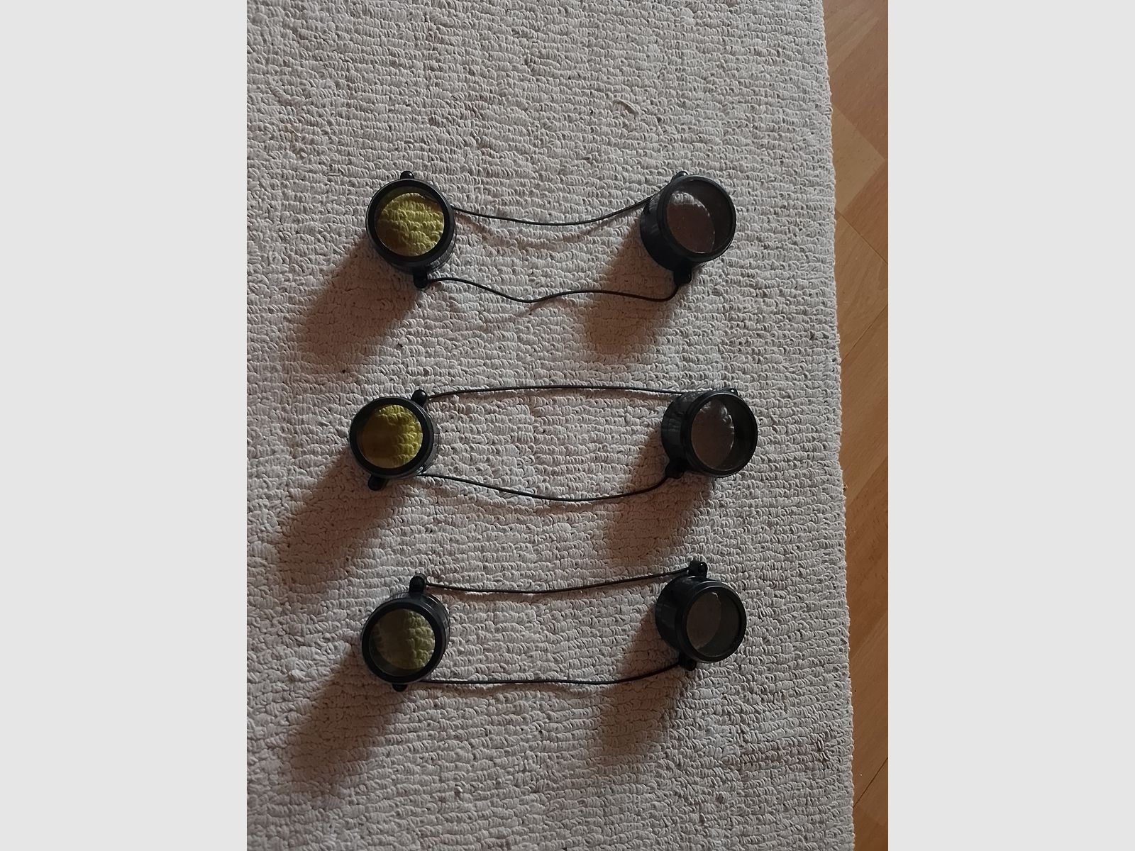 3 x Schutzkappen gelb klar Zielfernrohr Gummiband Kappen Fernglas Fernrohr Staubschutzkappen Okular Schutz Klarsicht