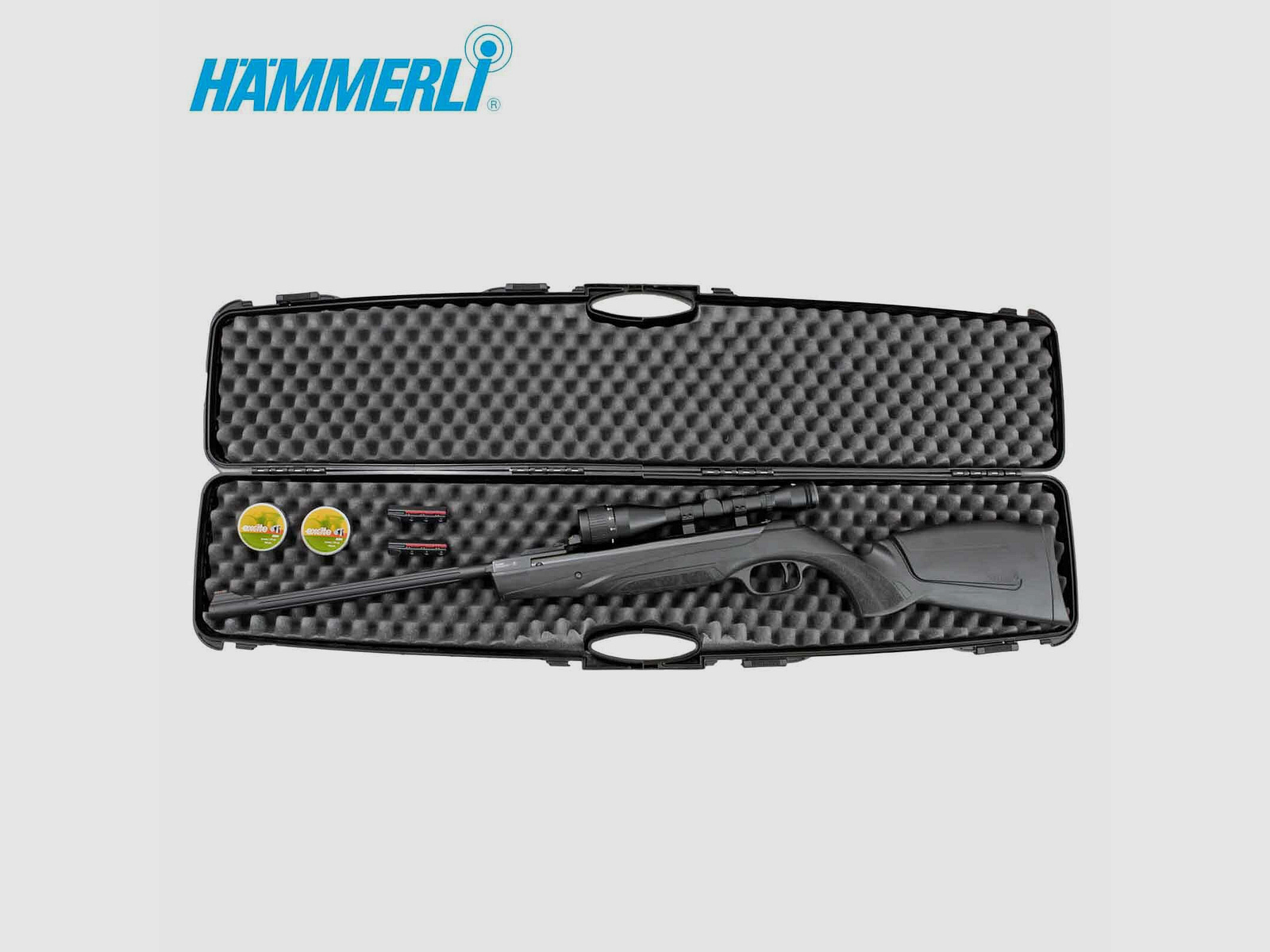 SET Luftgewehr Hämmerli Black Force 880 - 4,5 mm Diabolo (P18) + Zielfernrohr 6x42 + Koffer inklusive 2 Zahlenschlösser + 1000 Diabolos