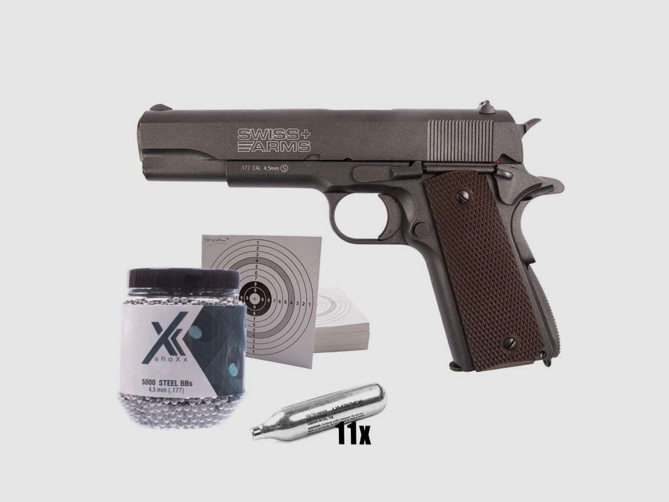 Swiss Arms	 P1911 - CO2 Pistole im Kaliber 4,5mm - Set