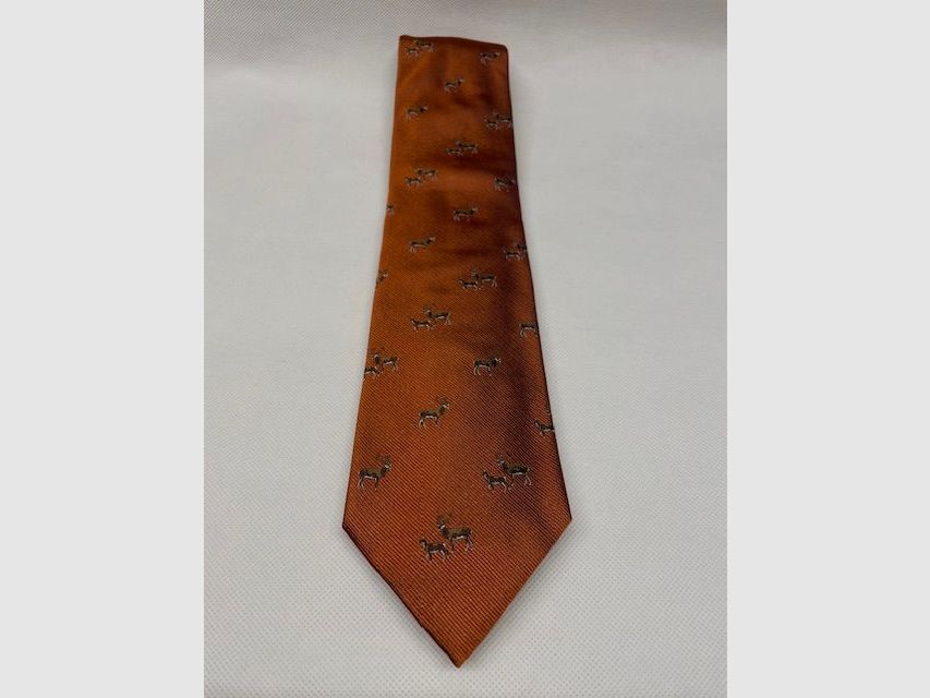 Silk tie in orange with deer