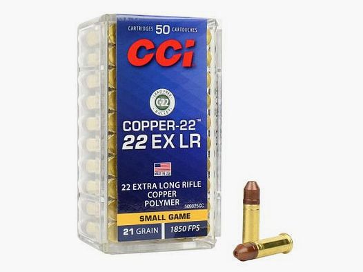 CCI COPPER-22 - .22 EX LR - 50 COUPS - POLYMÈRE