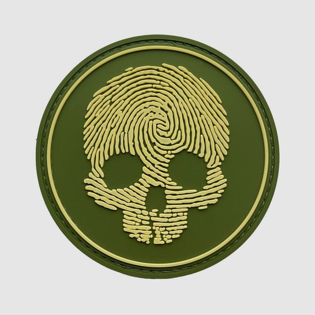 Parche de calavera con huella dactilar oliva