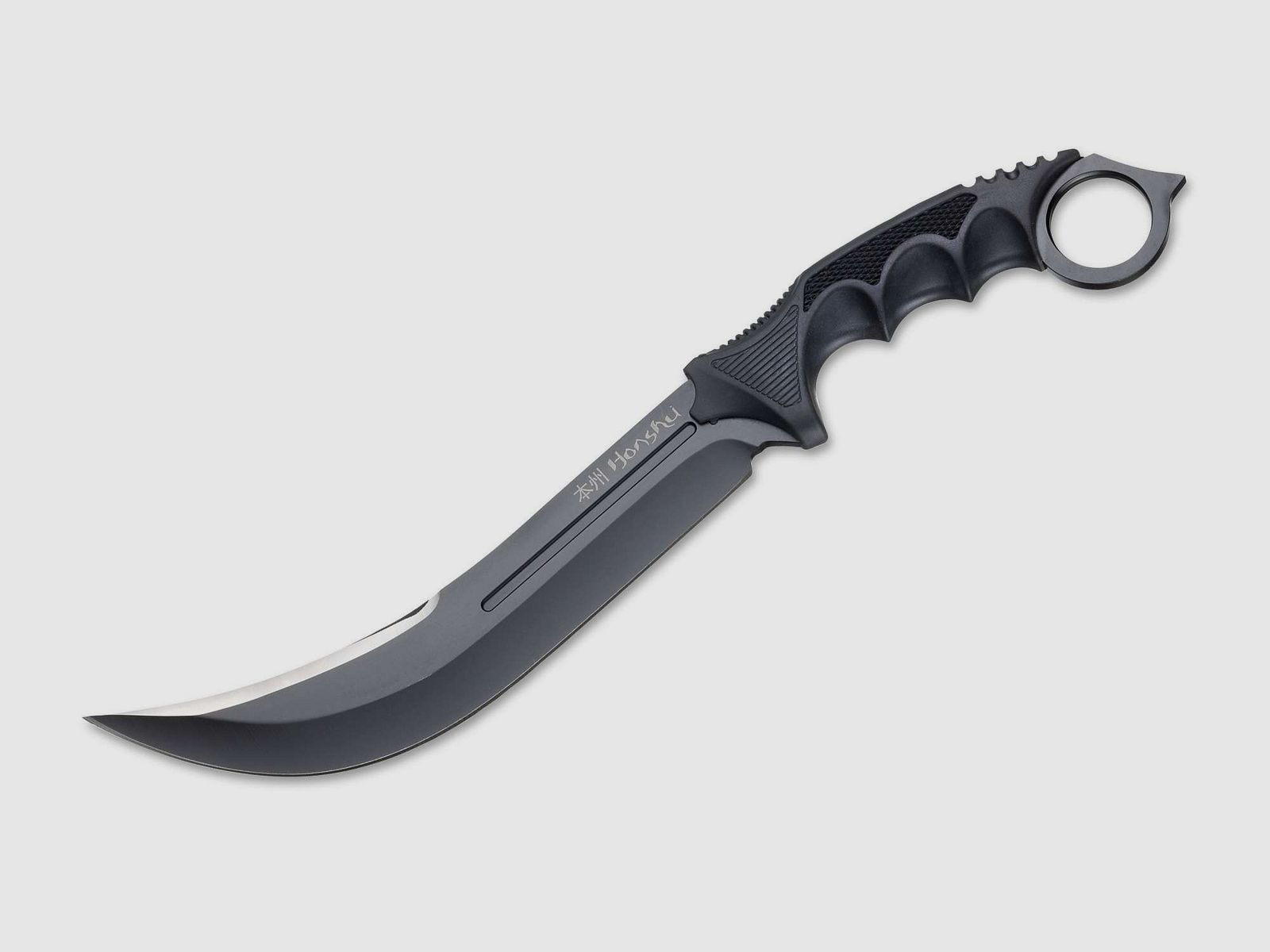 Black Aizu Ring groes orientalisch anmutendes Messer Fighter