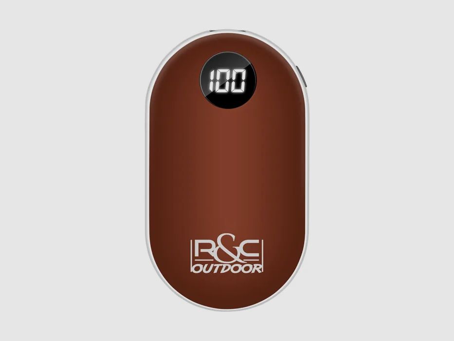 Calentador de manos eléctrico ROJO MARRÓN - recargable por USB - ajustable de 42 a 52 grados