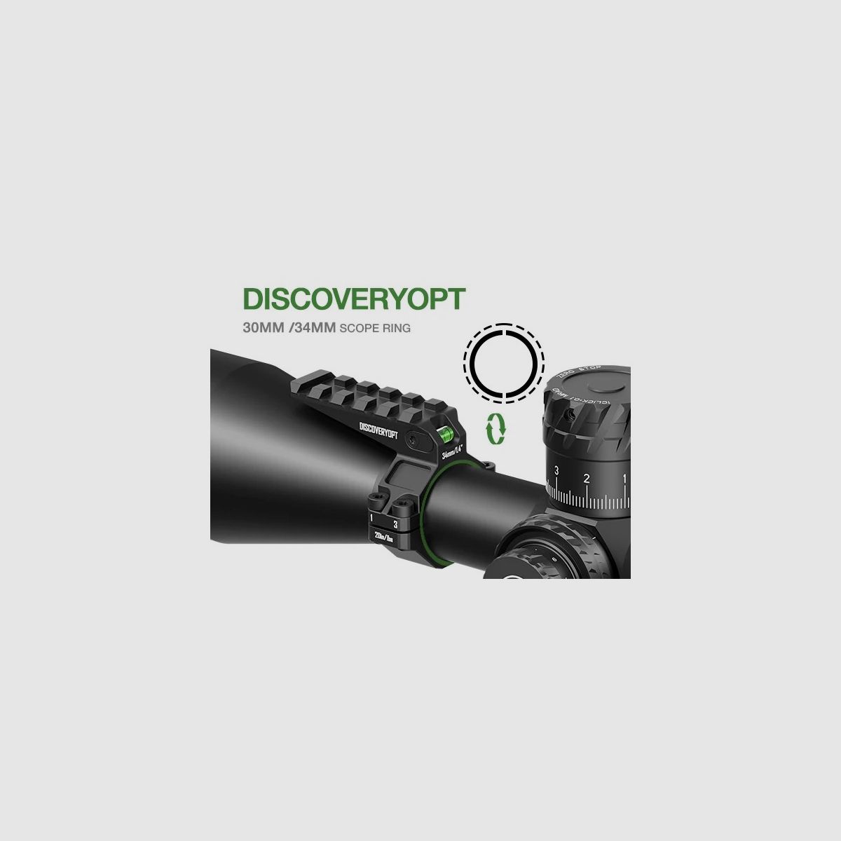 Discovery Pierścień pojedynczy z poziomicą i szyną Picatinny na górze 30/34mm, zdjęcie 7 z 10
