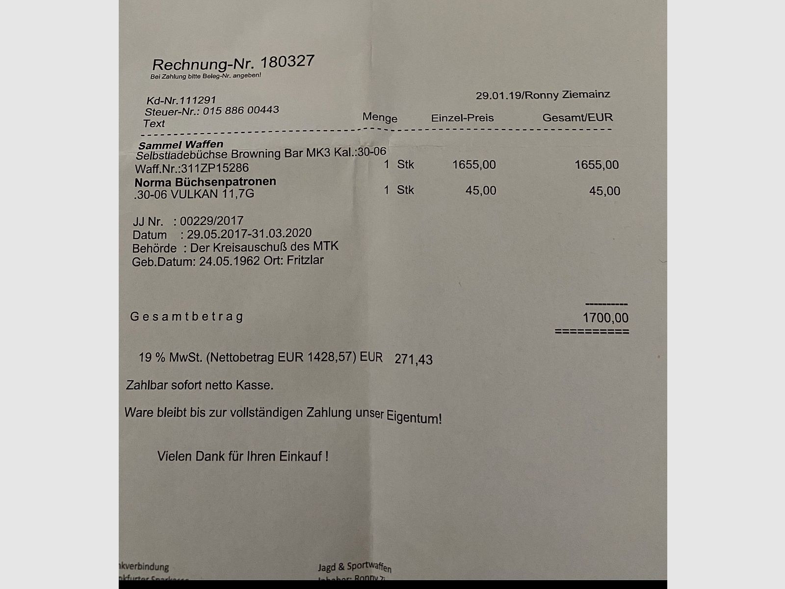 Browning Bar Mk 3 Kal. 30-06 Linksausführung