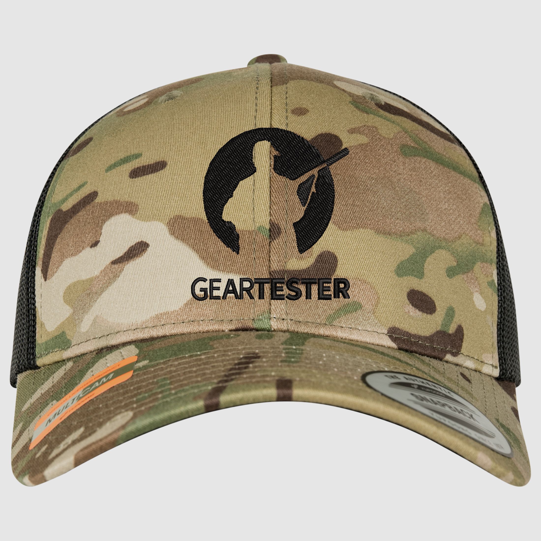 Geartester Multicam Retro Trucker-Kappe, großes Logo