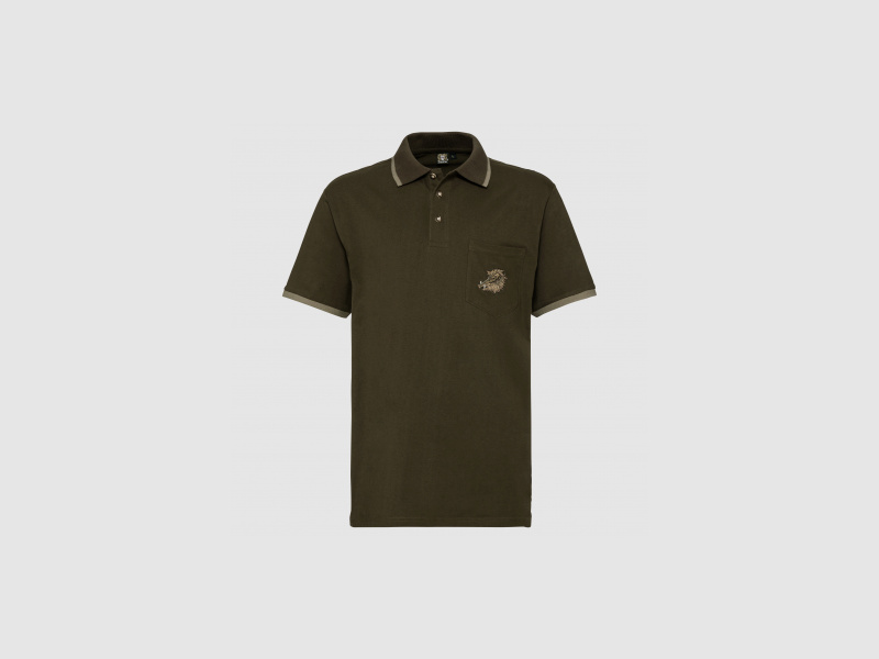 OS Trachten Heren Poloshirt Wild Zwijn | L