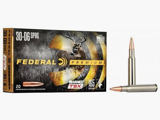 FEDERAL PREMIUM CARTOUCHES DE FUSIL - .30-06SPR. - 165 GRS. - BARNES TSX - 20 COUPS